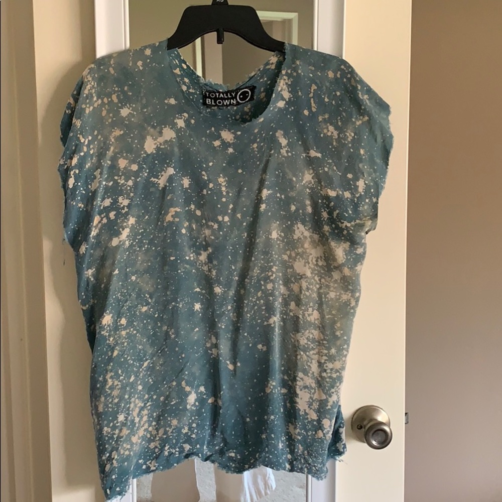 TOTALLY BLOWN distressed, splatter silk shirt